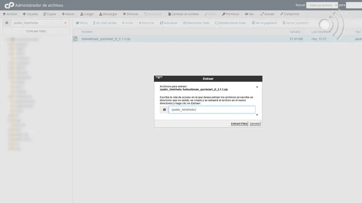 Seleccionar y extraer archivos