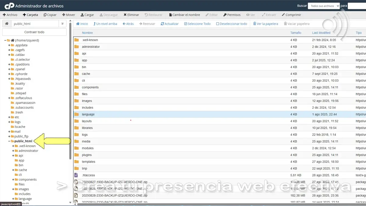 Instalar en carpeta limpia