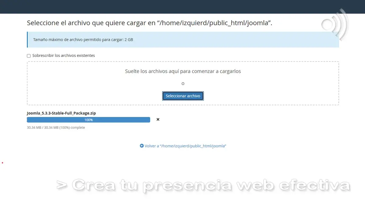 Cargar ZIP de Joomla!