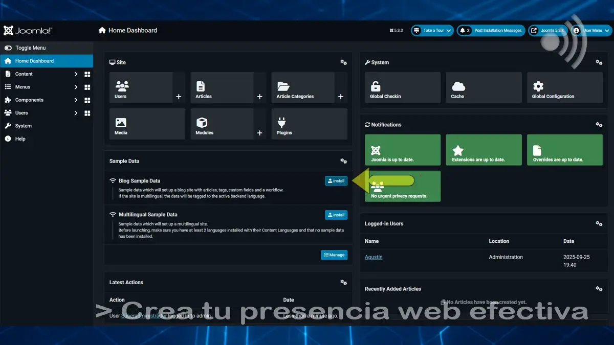 Istalar datos de ejemplo Blog