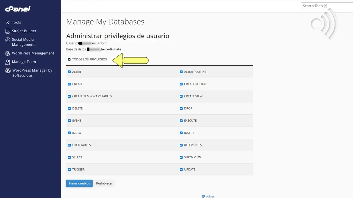 Añadir todos privilegios
