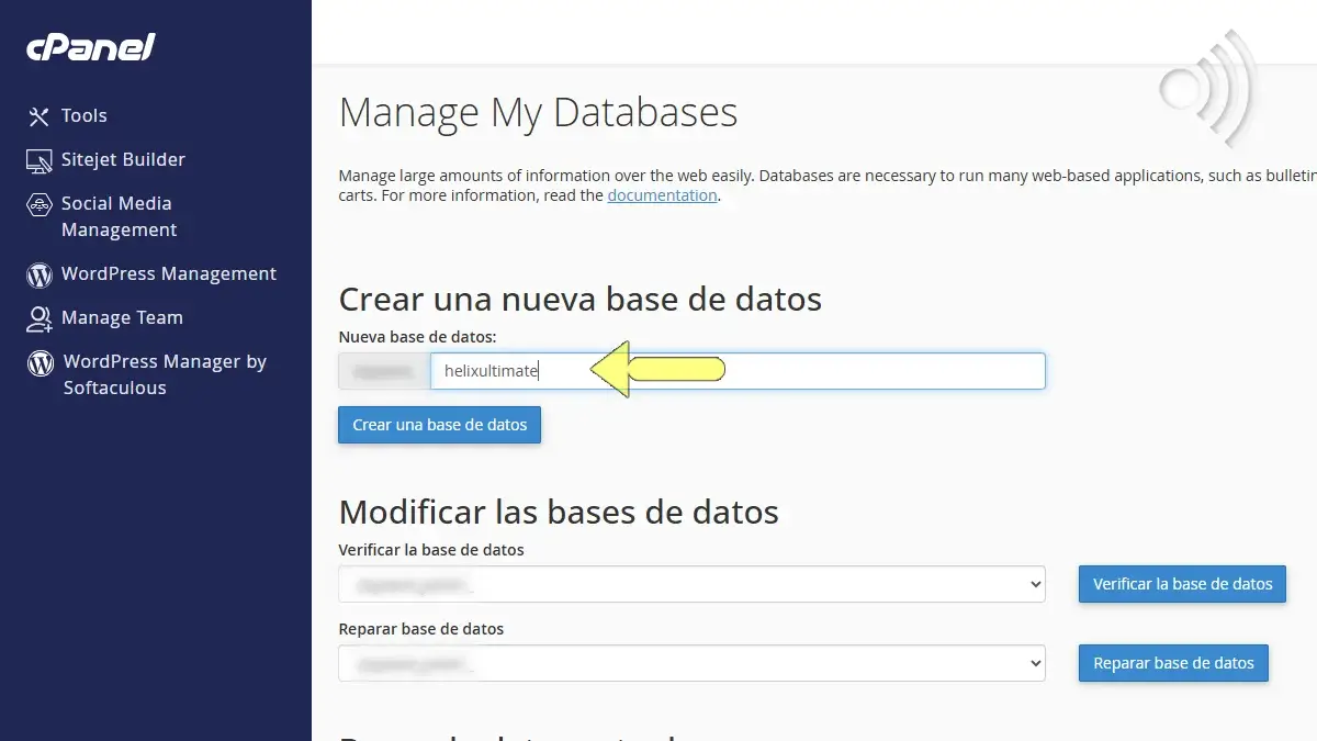 Nombrar Base de Datos