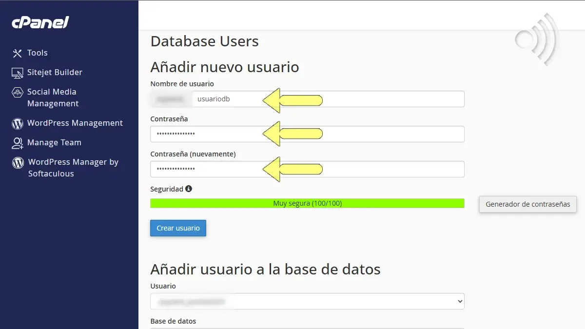 Crear Usuario y Contraseña