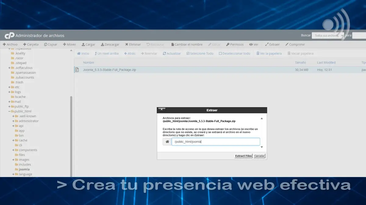 Seleccionar carpeta para extraer archivos