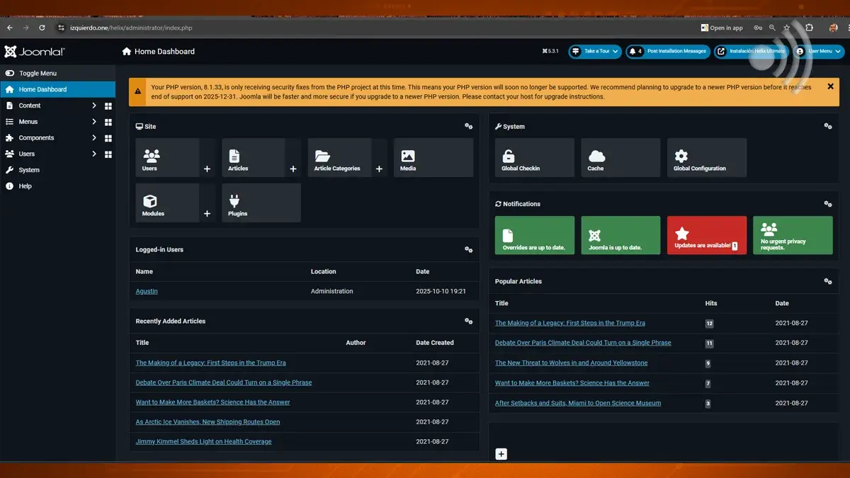 Abrir y revisar panel de control