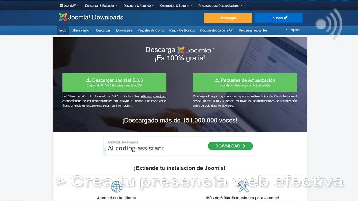 Descargas versión Joomla 5XX